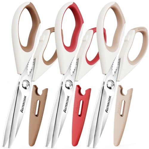Astercook Heavy Duty Kitchen Scissors 3 Pack - Stainless Steel Shears