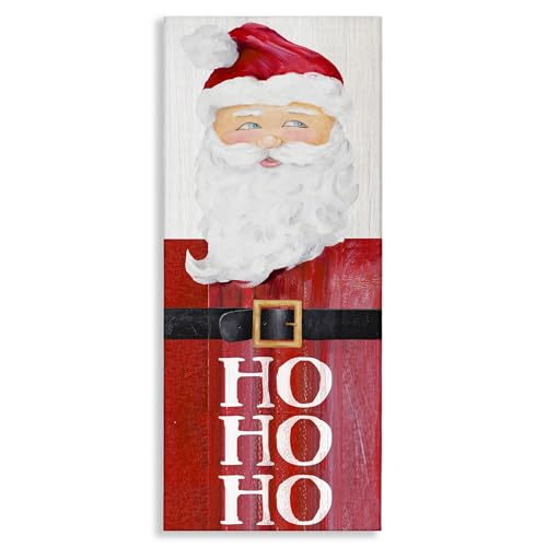 Santa Claus Wall Art Canvas Unframed 17x40 Inch Rustic Holiday Decor