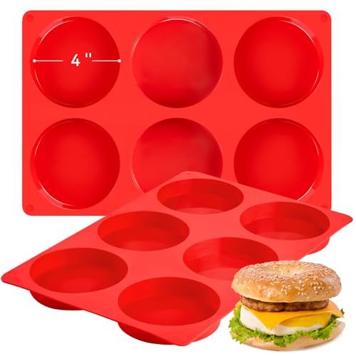 Puyeipt 4-Inch Silicone Muffin Top and Egg Molds, 2-Pack, Non-Stick