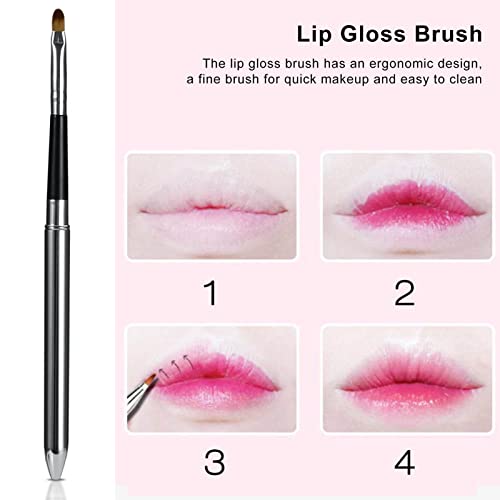 Retractable Lip Brush 2 Pcs Aluminum Makeup Brush for Lipstick & Concealer