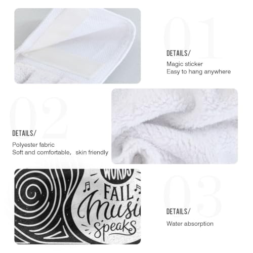 Music Is Life Kitchen Hand Towels with Hanging Loop - 2 Piece Set