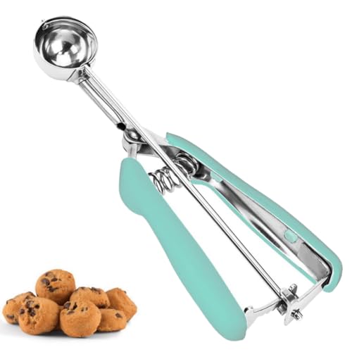 LLESCA #100 Stainless Steel Cookie Scoop, 2 Tsp Mint Non-Slip Handle