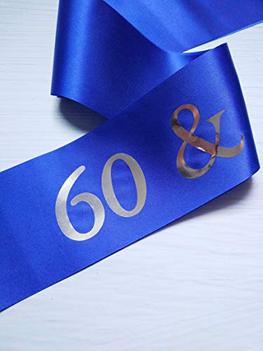60th Birthday Sash - Silver & Blue '60 & Fabulous' for Men & Women