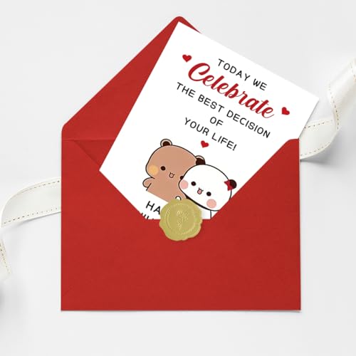 Cute Anniversary Card for Him or Her - Romantic Couple Design