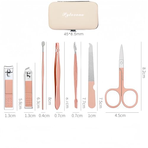 Fylozonu 7-Piece Portable Manicure and Pedicure Grooming Kit Stainless Steel