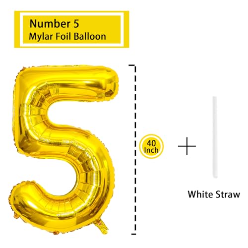 40-Inch Gold Number 5 Balloon - Jumbo Foil for Parties