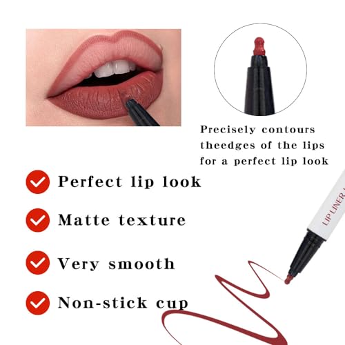 2-in-1 Matte Liquid Lipstick & Lip Liner Pen - Waterproof Longwear Nude