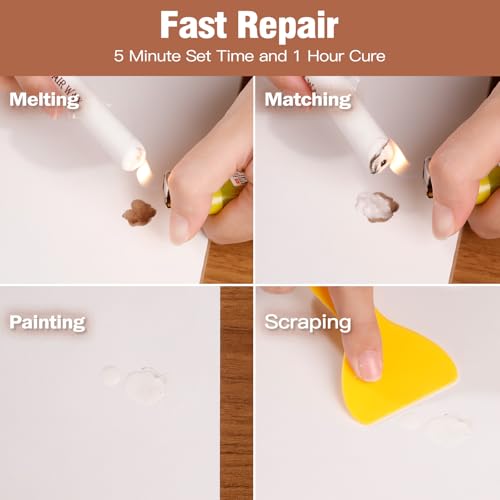 DEWEL 6-Color Wood Furniture Repair Crayon Set for Scratch & Dent Fixing