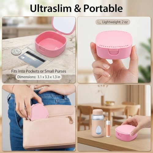 Ocircle Retainer Case with Mirror and Ventilation Holes Pink