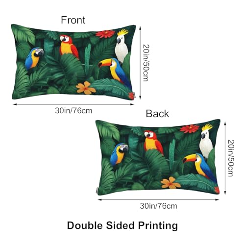 Tropical Plants Birds Throw Pillow Cover - 20x30 Inches, Cute Decor