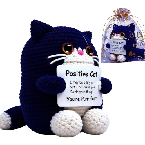 Handmade Black Cat Gifts - Positive Crochet Animal for Support