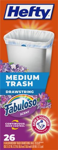 Hefty Medium Trash Bags, Fabuloso Scent, 8 Gallon, 52 Count (2 Pack)