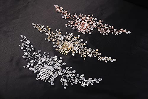 Denifery Crystal Bridal Hair Comb Gold Wedding Headpiece 11.8 Inch