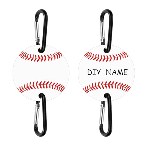 2 Pack Baseball Bag Fence Hooks ? Thick Fence Clips with Writable Acrylic Plates ? Dugout Organizer for Baseball Gear, Backpacks, Helmets, Bottles, Great Gift for Players & Friends