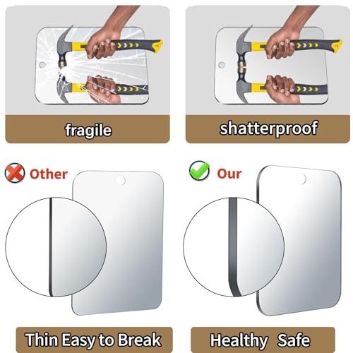 Xoudsi Fogless Shower Mirror - 10x8 Inch Shatterproof Acrylic Shaving Mirror