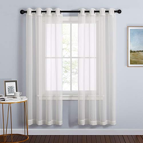 NICETOWN 72-Inch Sheer Grommet Window Curtains - Beige, 2 Panels