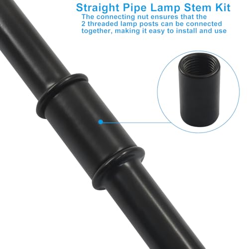 Piutouyar 4-Piece 50mm Black Straight Pipe Lamp Stem Kit