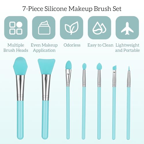 Macuezu 7-Piece Silicone Brush Set for Resin Art and Makeup Application