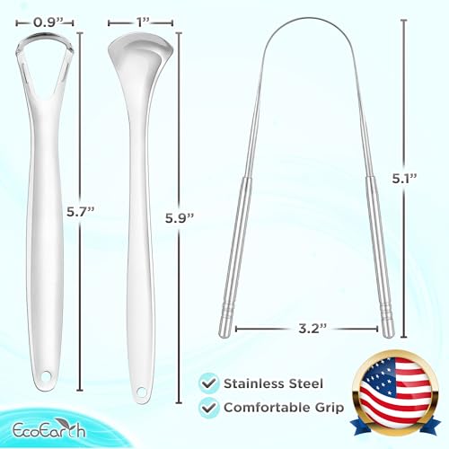EcoEarth Stainless Steel Tongue Scraper Set with Storage Case