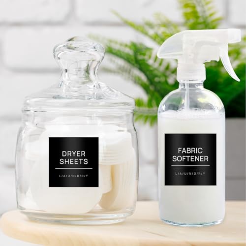 28 PCS Minimalist Waterproof Laundry Labels for Jars - Black