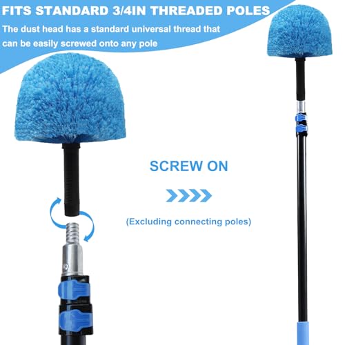 Blue Cobweb Duster Head - Threaded Spider Web Brush Attachment (Type 1)