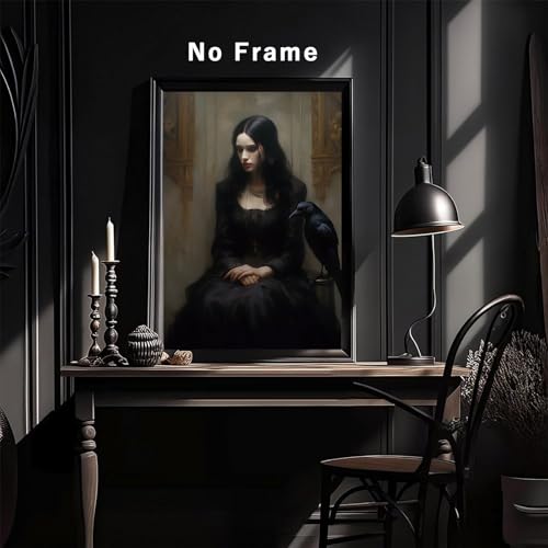 Gothic Witch Wall Art - Vintage Dark Academia Canvas 16x24