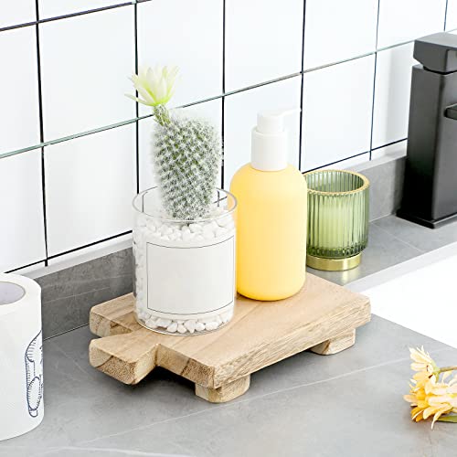 Honeydak Wooden Pedestal Stand Riser, 9x6 Inch Footed Tray for Bathroom