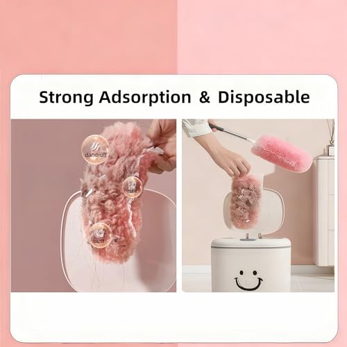GMLRKY Pink Heavy Duty Duster Kit with 10 Refills & 3FT Handle