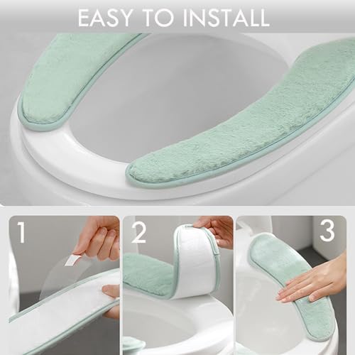 Washable Toilet Seat Cushion Cover - Thick, Warm, Adhesive Grey Mat