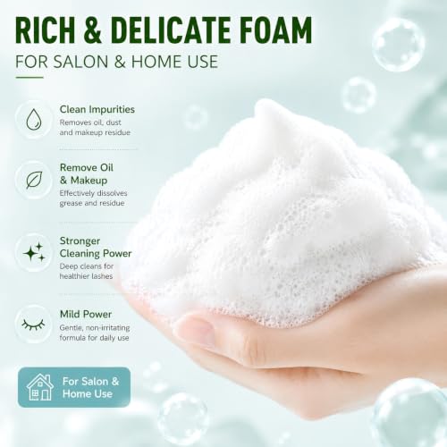 Obeyalash Eyelash Extension Shampoo Kit - 60ml Oil-Free Foam Cleanser with Rinse Bottle and Brush