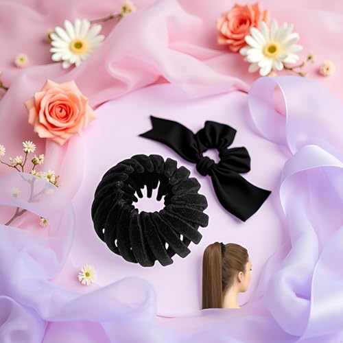 Velvet Bird Nest Hair Clip Expandable Bun Maker Black