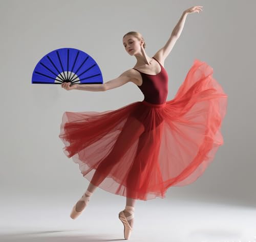 Durable Royal Blue Folding Hand Fan for Dancing & Events