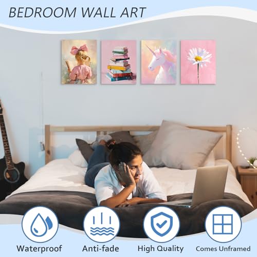 Pastel Pink Girl Nursery Wall Art Prints - Set of 4 8x10 Decor