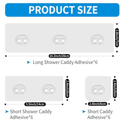 18-Pack Adhesive Shower Caddy Replacement Strips - No-Drill Mounts