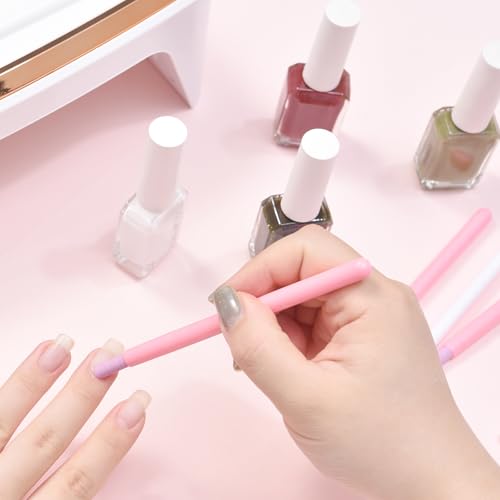 Siyuwuro 10Pcs Pumice Stone Nail File & Cuticle Pusher Pen, Pink