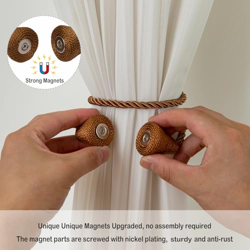 Magnetic Curtain Tiebacks - 2 Pack Khaki Decorative Holdbacks