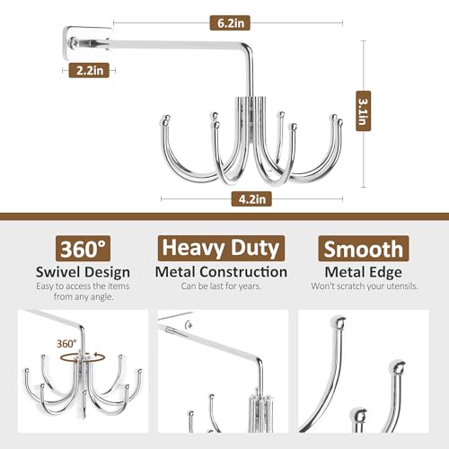 ZEDODIER 360° Rotating Kitchen Utensil Rack - Silver Wall-Mounted Holder