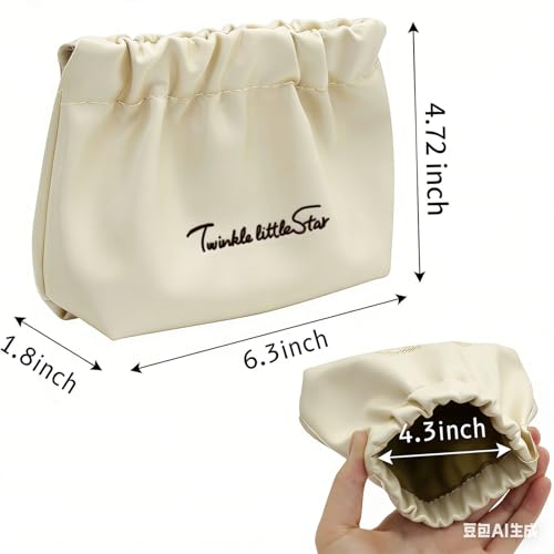 Waterproof Leather Cosmetic Bag Portable Makeup Bag for Women and Men White