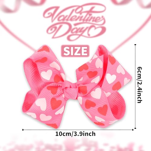 Valentine's Day Hair Bow Clips Pink Heart Hair Barrettes 2Pcs