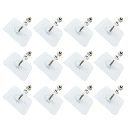 12-Pack Adhesive Screw Hooks - Heavy Duty Waterproof Wall Hooks for Kitchen