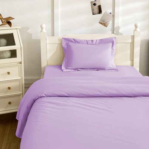 NookZuzu Purple Toddler Bed Sheet Set - Fitted & Flat Sheets with Pillow Sham