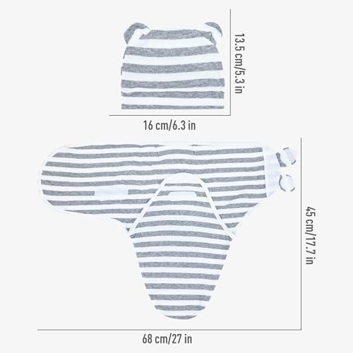 Dizila Adjustable Newborn Swaddle Blanket & Matching Hat Set - Multicolor S11