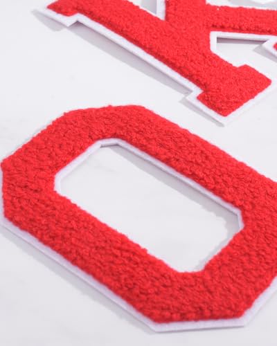 5PCS 4.5" Varsity Letter Patches Red Chenille Iron On Letters Patch