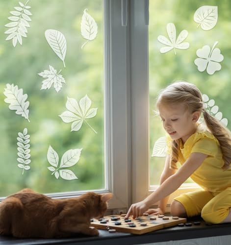 Bird Strike Prevention Window Clings - 26 Leaf Decals for Safety