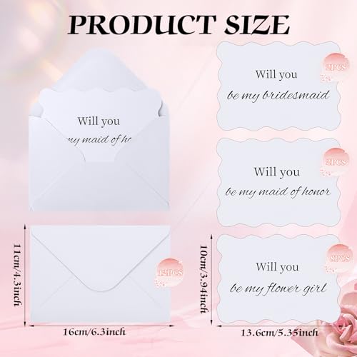 12 Bridesmaid Proposal Cards Set with Envelopes - Elegant Design