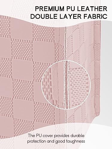 TOGETRUE Square Tissue Box Cover - Chessboard PU Leather Holder, Pink