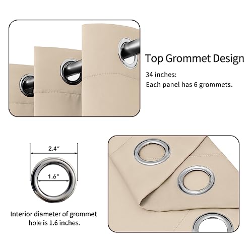 Easy-Going Thermal Blackout Curtains - 34x84 Inch, Beige, 2-Panel Set