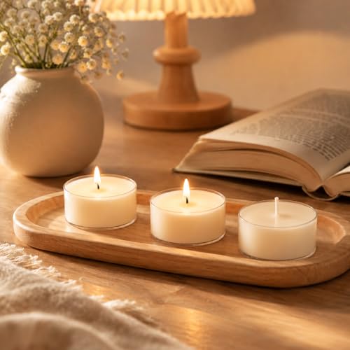 DILILILI 25 Pack Soy Wax Tea Light Candles, 4-Hour Unscented Votive Candles