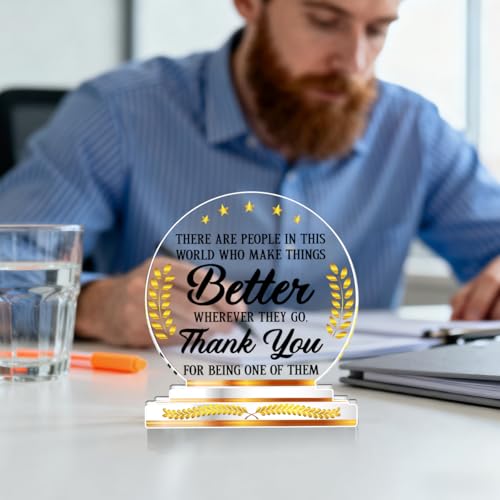 Acrylic Thank You Desk Plaque - Appreciation Gift for Coworkers, Clear C