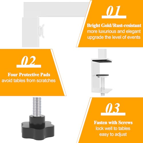 White Over Table Rod Stand with Clamp 2 Pack Adjustable Banner Support